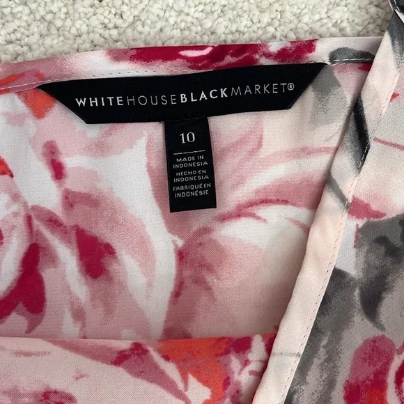 NWT WHBM Long Sleeve Floral Tie-Neck Blouse Size 10 - Picture 11 of 11